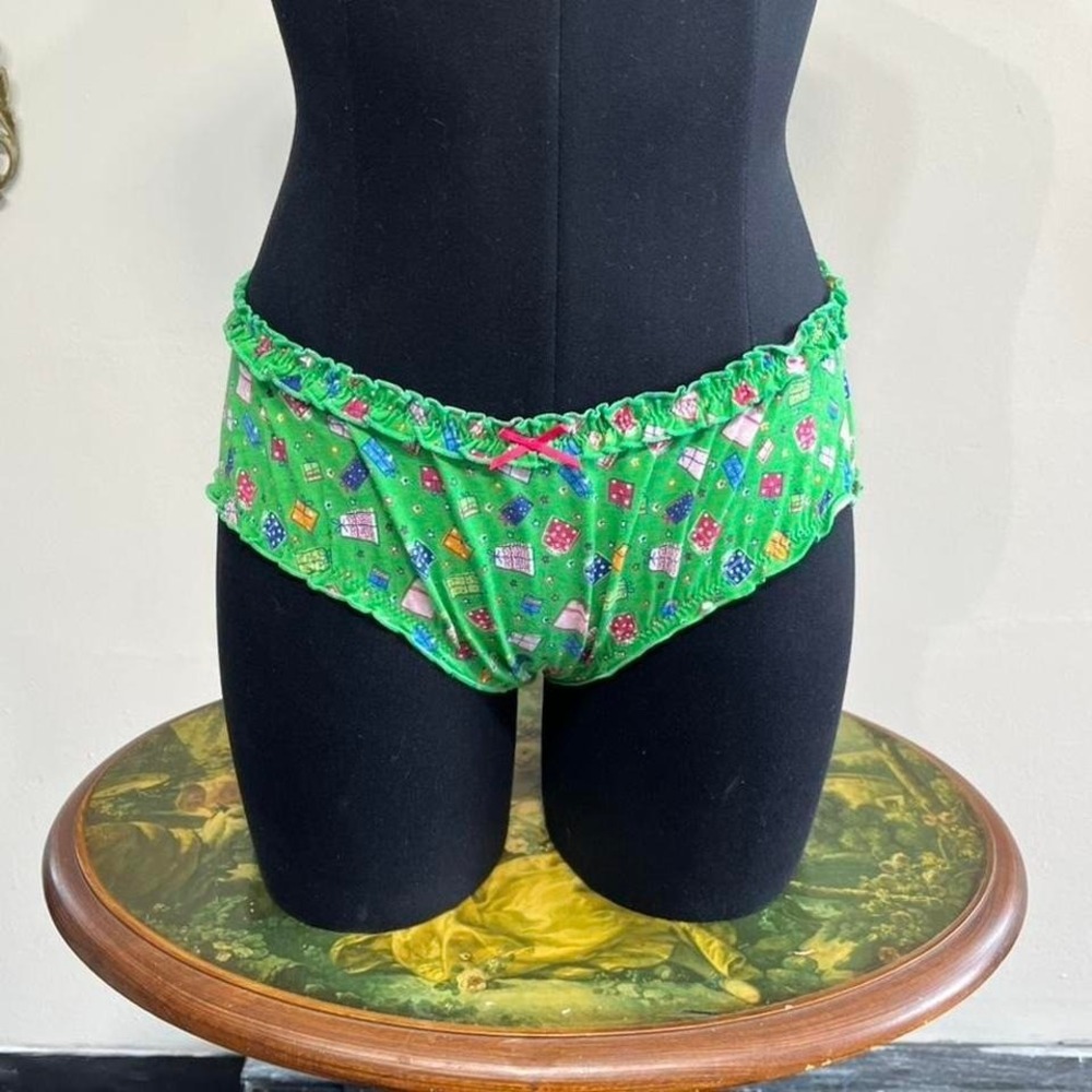 Vintage Victoria's Secret Gift Box Ruffle Bloomers Size Large Green Y2K Cotton